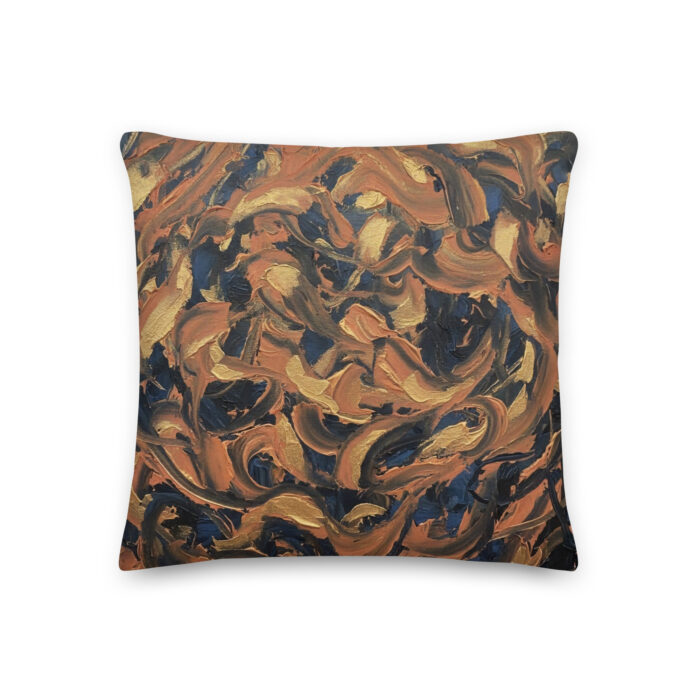 Silence Has Curves – Abstract Oil Painting Print | Golden Feminine Curves on Black | Emotional Luxury Premium Pillow