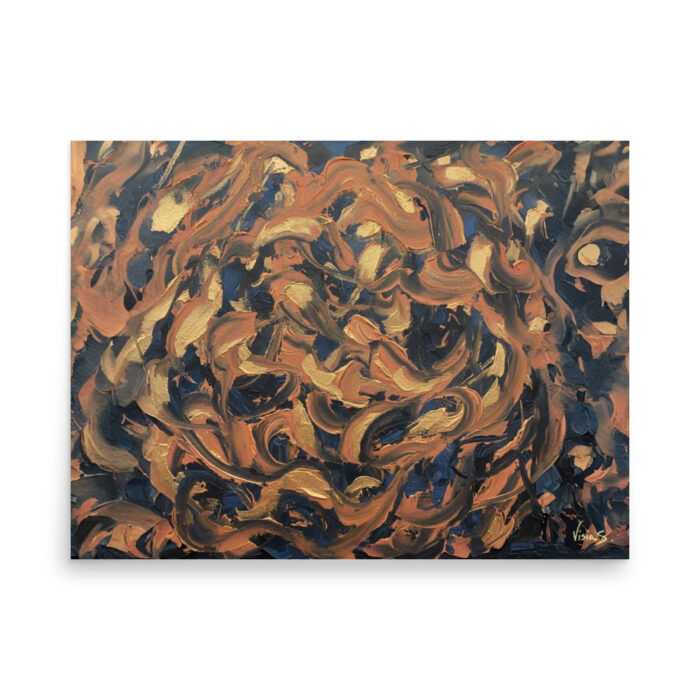 Silence Has Curves – Abstract Oil Painting Print | Golden Feminine Curves on Black | Emotional Luxury Wall Art Poster