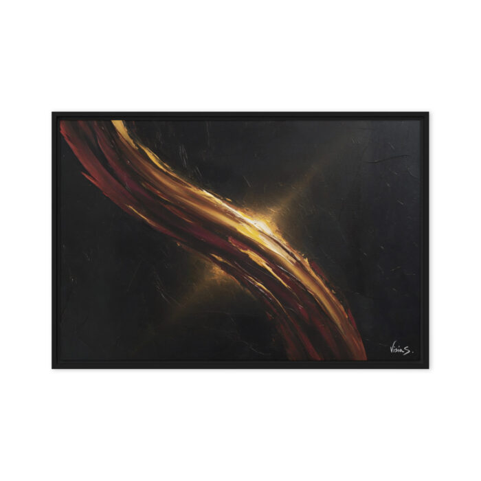 The Curve of Her Thought – Abstract Oil Painting Print | Molten Gold Curve on Charcoal | Feminine Intelligence Wall Art