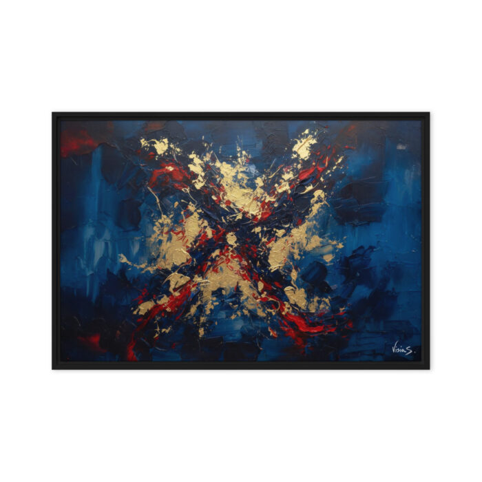 Nebula Noir – Large Abstract Oil Painting with Gold Leaf & Crimson Swirls | Luxurious Impasto Wall Art for Modern Living Rooms | Gallery-Quality”