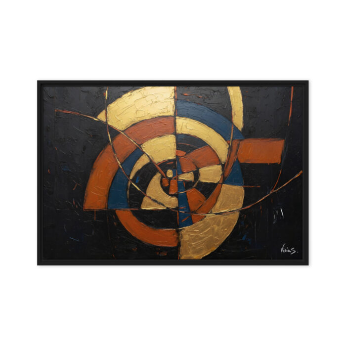 Arcs of Fire – Bold Geometric Abstract Oil Painting | Gold, Rust & Slate on Charcoal | Contemporary Luxury Wall Art for Modern Homes