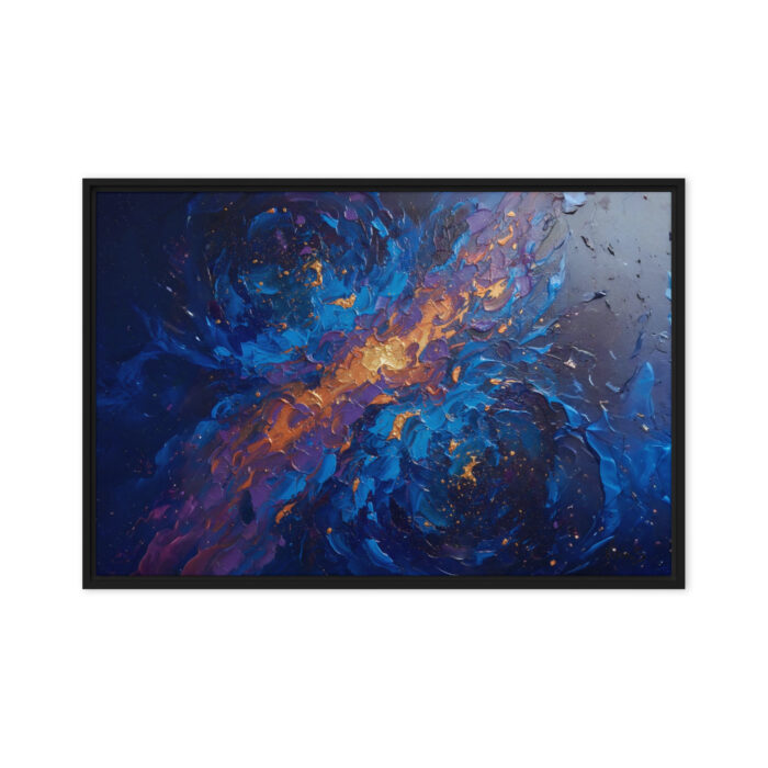 Celestial Veil – Cosmic Abstract Oil Painting with Gold Leaf | Nebula Swirls in Ultramarine & Copper | Mystical Statement Wall Art