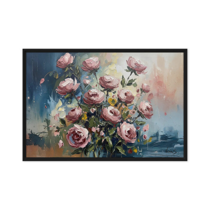 Fading Petals – Abstract Floral Oil Painting | Rose Quartz & Moss Green Memories | Romantic Wall Art for Feminine Spaces