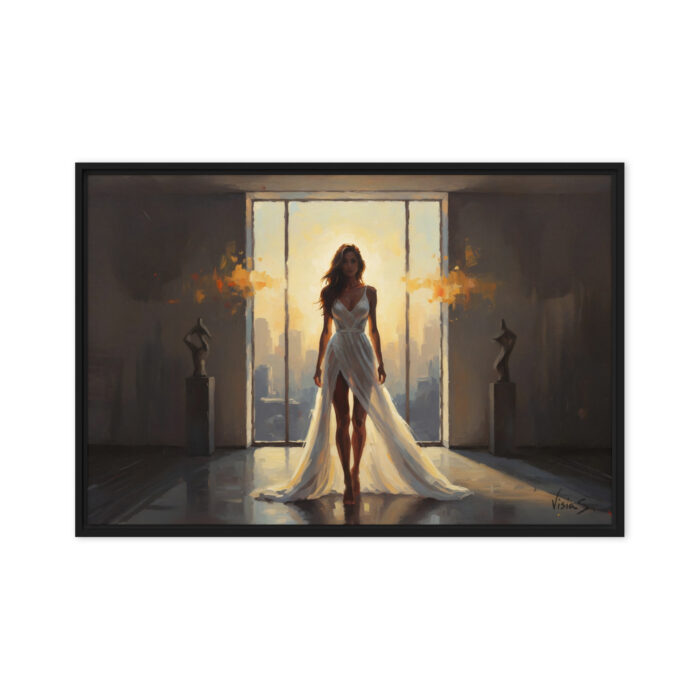 Golden Backlight – Oil Painting Wall Art Print | Feminine Silhouette in Golden Hour Light | Luxury Art for Modern Interiors