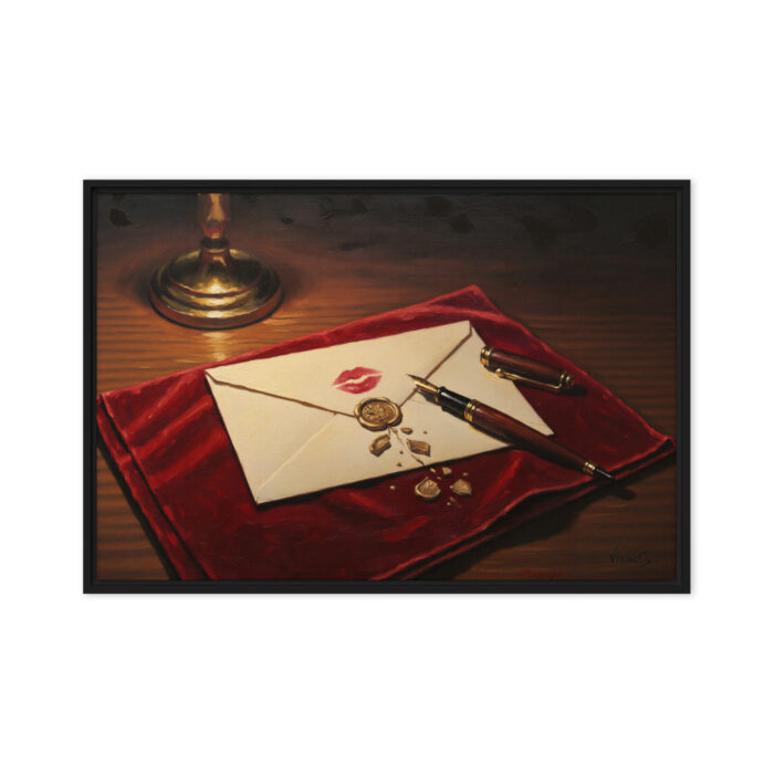 The Unread Letter – Emotional Still Life Oil Painting Print | Unopened Letter with Lipstick Mark & Broken Seal | Feminine Mystery Wall Art