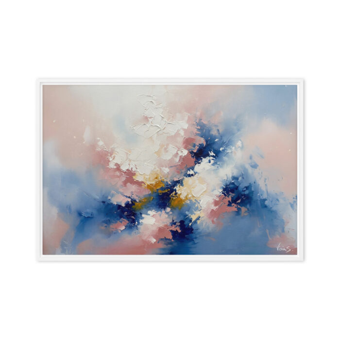 Where She Breathes – Abstract Expressionist Oil Painting | Pearl White & Blush Gradients on Midnight Blue | Intimate Presence Art