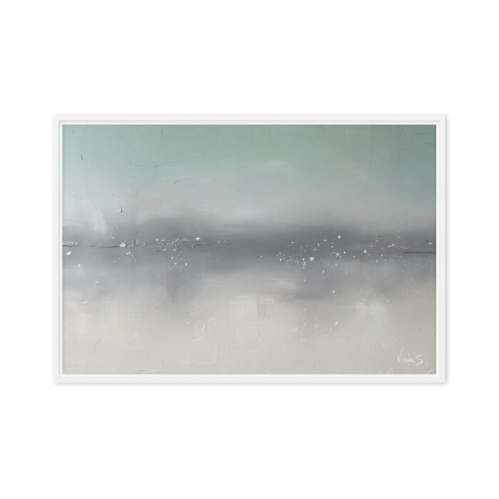 Still Tide – Minimalist Ocean Abstract Oil Painting | Seafoam, Gray & Pearl | Calming Japandi & Scandinavian Wall Art